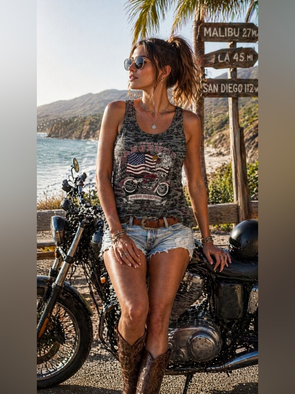 🔥 Full Tilt L USA Eagle Biker Tank Top Graphic Summer MUST HAVE